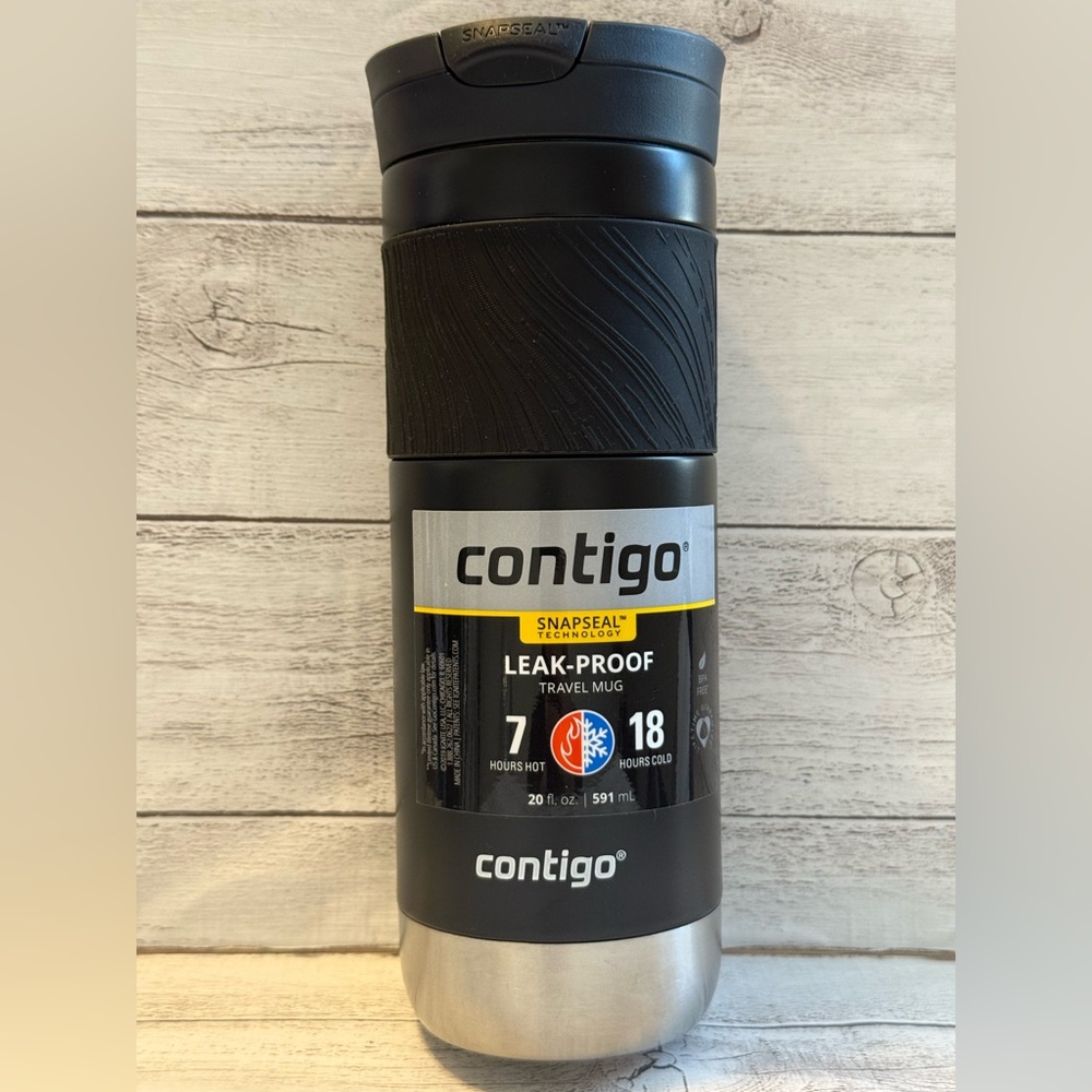Contigo SnapSeal Technology Leak-Proof Travel Mug Black and Silver 20oz